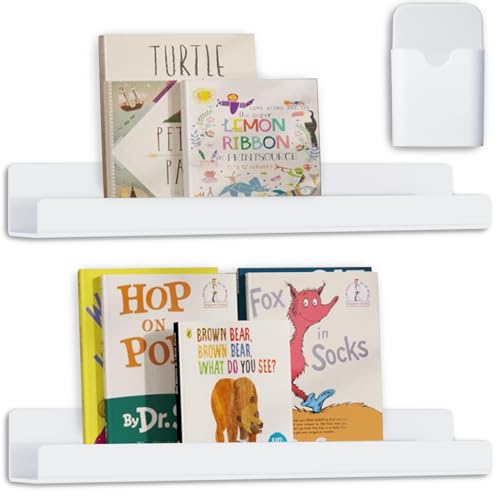 2 Pcs Magnetic Book Shelf for Whiteboard,Reusable Magnetic Book Holder and Pen Holder£¬Use for Classroom,Office, Refrigerator,School Supplies-White