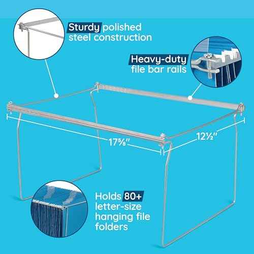 Blue Summit Hanging File Bars For File Cabinet, Letter Size, 13x17.5, Metal Files Holder Bars on Desktop, File Drawer Organizer Insert, Filing Cabinet Organizer Insert, Set of 2