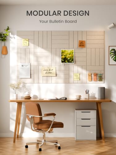 Bumusty 36x24 Oatmeal Large Cork Board Alternative - 6 Pack Felt Tiles