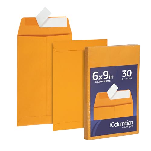Columbian Small 6x9 Catalog Envelopes Self Seal Brown Kraft Pack of 30