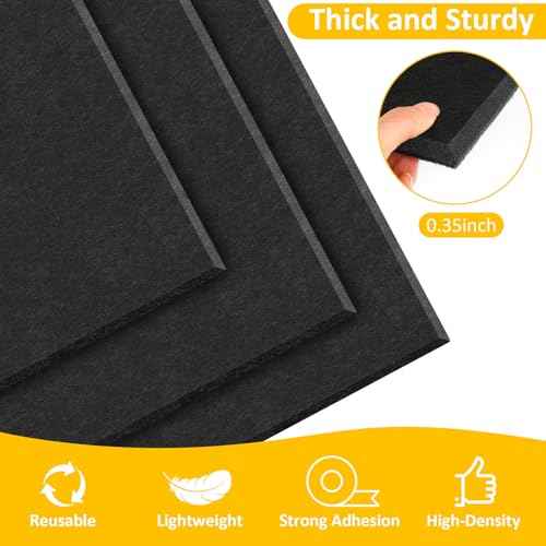 Bulletin Board, 36"¡¿24" Felt Wall Tiles, 6 Pack Cork Boards for Office, Large Black Corkboard for Office Home (with 30 Pcs Push Pins) (Black)