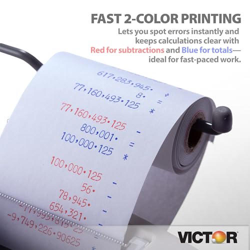 Victor 12-Digit Compact Printing Calculator White 1.5"x6"x7.5"