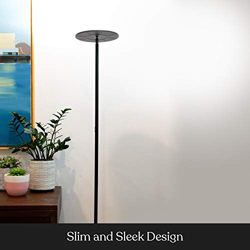 Brightech Sky Flux Dimmable LED Floor Lamp ? Super Bright Floor Lamp for Living Room and Offices ? Torchiere Standing Lamp with 3 Light Options, Tall Lamp for Bedroom Reading and More - Black