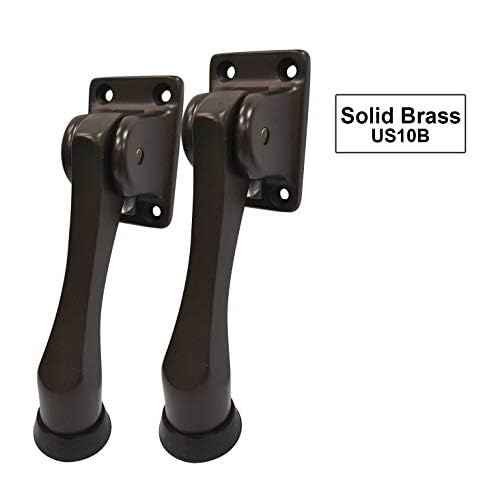 QCAA Solid Brass Drop Down Door Stop, 4", Oil Rubbed Bronze US10B, 2 Pack