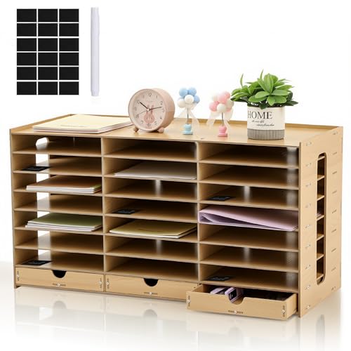 Wooden Classroom Mailboxes with 24 Slots, Student Organizer & Storage Cabinet