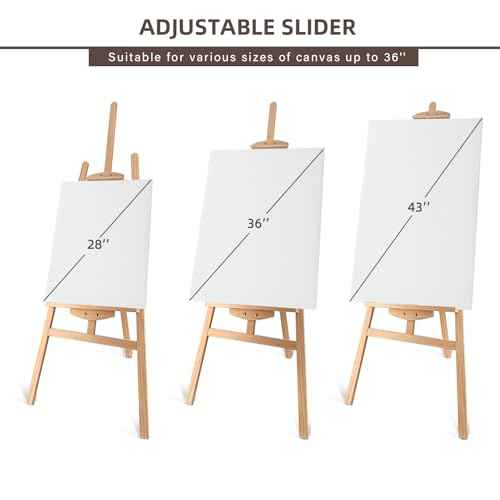 Adjustable Natural Pine Wooden Painting Basic Easel, Pine Art Easel Stand Hold up to 43'', Painting Canvas for Wedding Sign and Poster, Drawing for Adults, Begginners and Students-New Type