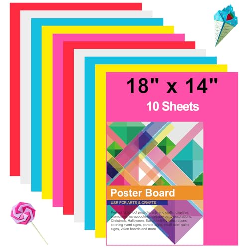 14x18 Inch Color Poster Boards Bulk Pack of 10 for Arts & Crafts, School Projects, Vision Boards