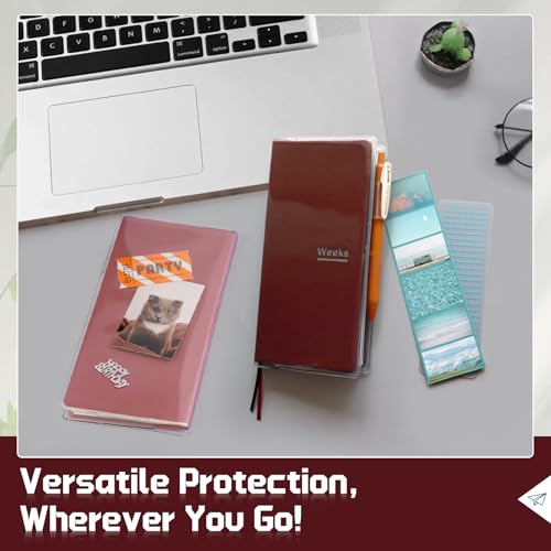 Clear PVC Book Cover for Hobonichi Weeks 2026, 8.19x7.68 Inch, 1-Pack with Pen Loop & Pockets