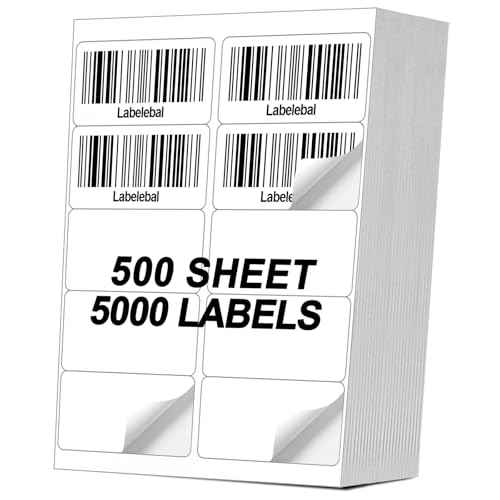 [500 Sheets 5000 Pcs] 10-UP 2''x4'' Shipping Labels for Laser & Inkjet Printers, 2" x 4" Mailing Stickers, 10 Pcs Per Page Shipping Labels,8.5"¡¿11" White 500 Sheets for Printer