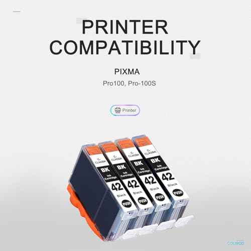 4 Pack CLI-42 Black Ink Cartridge Value Pack High Capacity Replacement for Canon CLI 42 Black Ink Cartridges Compatible for PIXMA PRO-100 PRO-100S Printer (4 Black)