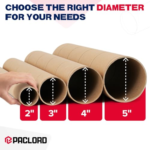 3 x 18 Inch Heavy Duty Kraft Mailing Tube with Caps - Made in USA, 2 Pack
