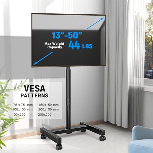 YOMT Basic Rolling TV Stand for 13-50 Inch TVs with 90° Rotation