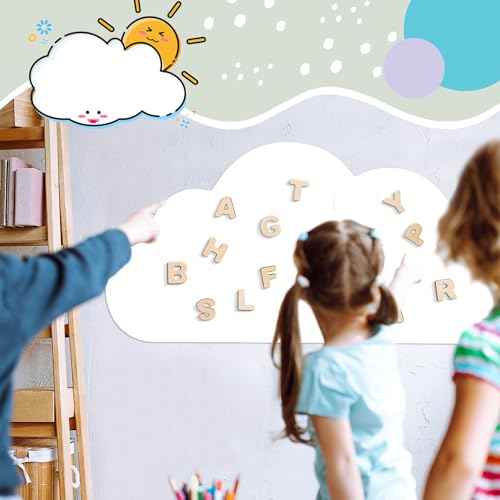 Zonon Magnet Wall Decal for Kids 39.3" x 21.6" Cloud Magnetic Whiteboard Contact Paper Adhesive Dry Erase White Board Sticker Peel and Stick Wallpaper Roll Learning for Playroom School Home(White)