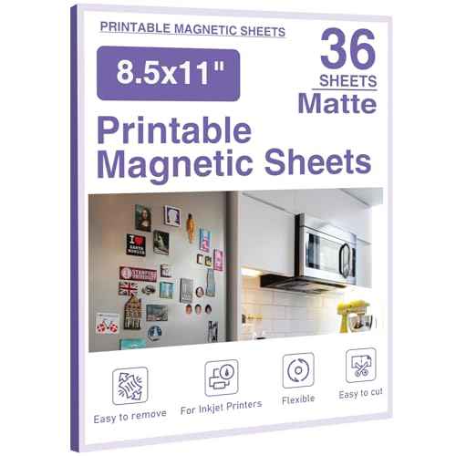 Printable Magnetic Sheets 8.5x11 Inches Matte Magnet Paper Sheet 36 Pcs Non Adhesive Magnetic Paper for Inkjet Printers, Flexible Magnet Photos for DIY Crafts