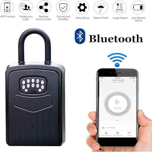 Smart Lock Box for Key with Code, Bluetooth APP Control Key Box Wall Mount and Hanging 2 Install Ways, Digital Lockbox for Keys Outdoor, Hide a Key Outside