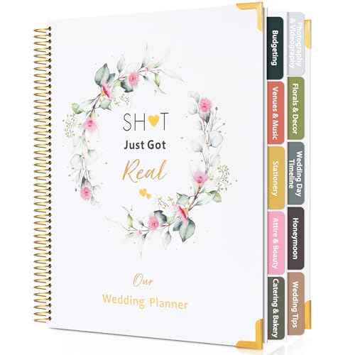 Wedding Planner Book and Organizer-176 Pages Bridal Wedding Planning Book with Sticker Checklists and Calendars for Bride To Be, Unique Engagement Gifts for Newly Engaged Couples