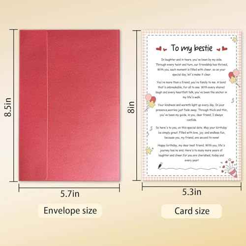 Poem Birthday Card for Best friend, Happy Birthday Card for Bestie BFF, Best Friend Birthday Card for Woman Her, Closest Friend Birthday Card, Thank You Card for Friend