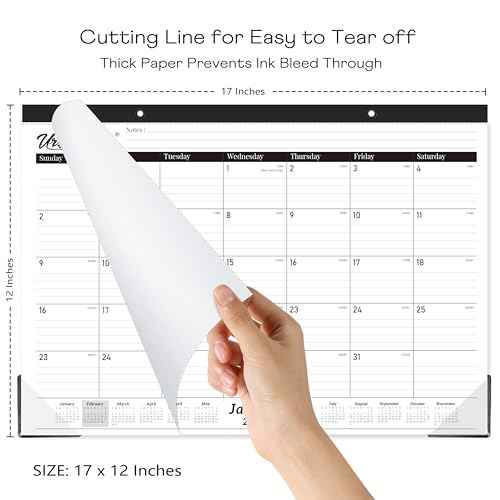 2026 Desk Calendar - Monthly Desk Calendar 2026, Jan 2026 - Dec 2026, 17" x 12", Desk/Wall Calendar 2-in-1 with Notes, Corner Protector, Ruled Blocks - Standard
