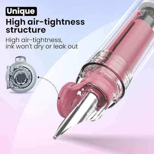 WRITECH Retractable Fountain Pen Set: Black Ink Fine Nib, 5 Refillable Ink Cartridges Included, No Leaking Smooth Writing for Calligraphy Journaling Gift (Pink)