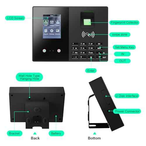 Time Clock-Time Clocks for Employees Small Business-Badges& Fingerprint Attendance Machine, 0 Monthly Fee Office in/Out Punch Clock, with 5 Badges-T200