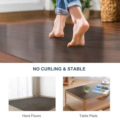 Translucent Black Chair Mat for Hard Floors, 3'¡¿5' Vinyl Floor Mats for Home Office, Durable Non-Slip Hard Floor Protector, Waterproof Plastic Splat Mat, Pet Litter Mat