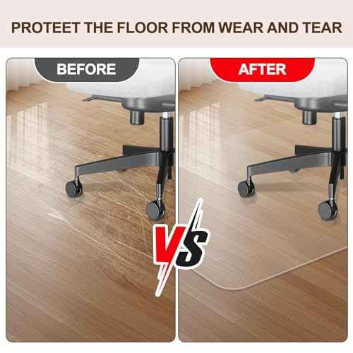 Office Chair Mat for Hard Floors, 36 x 48 inches, 2mm Thick Clear Chair Mat with 4 Non-Slip Pads - Heavy Duty Floor Protector for Rolling Chairs