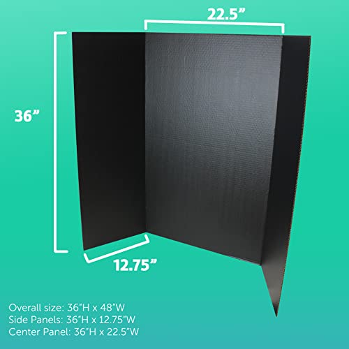 Flipside Products 36¡± x 48¡± Project Boards for Presentations, Science Fair, School Projects, Event Displays and Trifold Picture Board, Proudly Made in USA - Black - 4 Pack