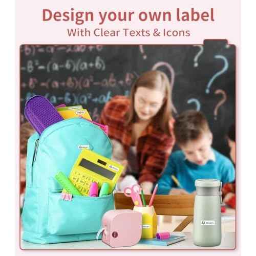 Phomemo Label Maker Machine with Tape, P12 Portable Bluetooth Label Maker Thermal Mini Label Printer with Multiple Templates for Home, Office, Kitchen, Storage, Organizing, Pink