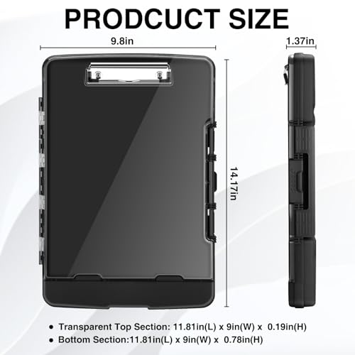 Sooez Black Heavy Duty Clipboard with Storage & Pen Holder, Dual-Layer Design