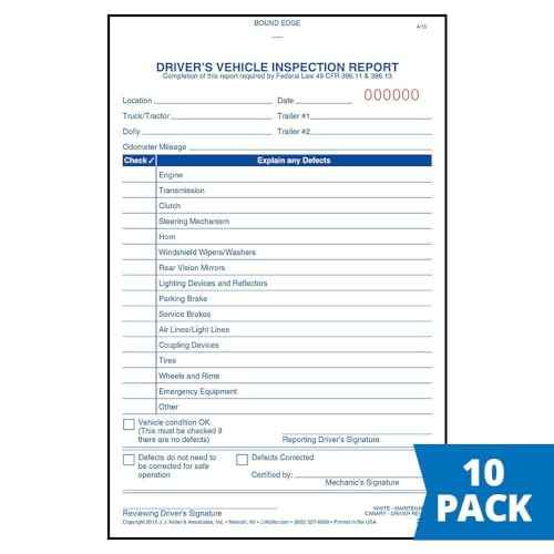 Simplified Driver's Vehicle Inspection Report 10-pk. - Book Format with 31 Sets, 2-Ply Carbonless, 5.5" x 8.125", Meet FMCSR Requirements, J. J. Keller & Associates, Inc.