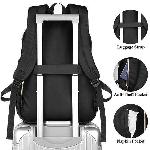 YAMTION Backpack Women Laptop,17.3 Inch Backpack with USB for Uni College Students Teacher Business Work,Black