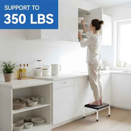 Step Stool, Heavy-Duty Steel Legs, 350 lb Capacity, Comfortable Non-Slip Rubber seat Cushion, Non-Slip Rubber feet£¬Anti-Skid Bathroom Stool for Children, Elderly, Kitchen, Home Use
