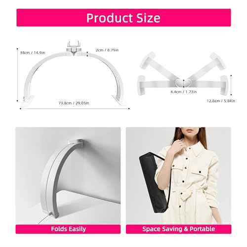 2025 Upgraded Half Moon Light for Nail Desk,29" Foldable Nail Tech Lamp Manicure Nail Desk Lamp 364LED Ultra-bright,with Phone Holder,10 Brightness,Portable Half Moon Lamp for Beauty/Eyelashes/Tattoos