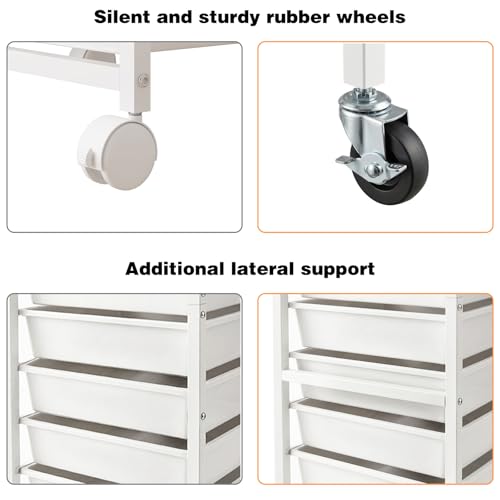 Labuk 8-Drawer Rolling Storage Cart with Wood Top and Wheels