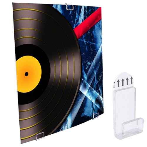 Antilope 6 Sets 18Pcs Vinyl Record Wall Mount Display Holder No Screws, Self Adhesive Clear Acrylic Vinyl Record Hangers Shelf for Album Covers Display and Home Wall Decoration -Single LP