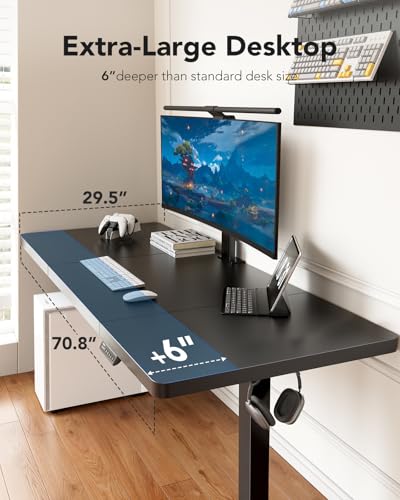 HUANUO 71 x 30 Inch Electric Standing Desk with Brushless Motor, Black