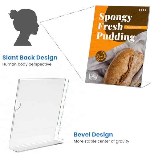 15 Pack Acrylic Sign Holder 8.5 x 11, L-Shape Clear Plastic Display Stand for Tabletop, Acrylic Stands for Flyers, Table Paper Holder, Vertical Sign Holder 8.5x11 for Restaurants, Office and School(Slant 15 Pack 8.5x11)