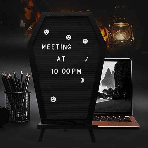 Coffin Letter Board, Christmas Letter Board Shapes Goth Decor, Coffin Pin Board Spooky Gifts Decorations for Table and Wall,Creepy Gothic Coffin Decor Massage Board,Coffin Letter Board