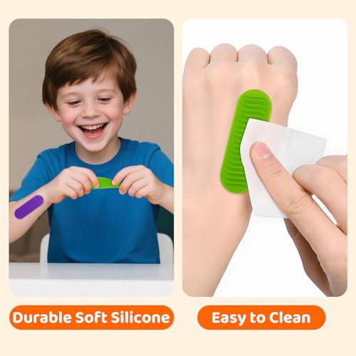 Textured Sensory Stickers for Kids ? 16PC Silicone Adhesive Calm Strips for Anxiety Relief, Autism, ADHD ? Quiet Fidget Toys & Desk Sensory Strips for Classroom Prizes