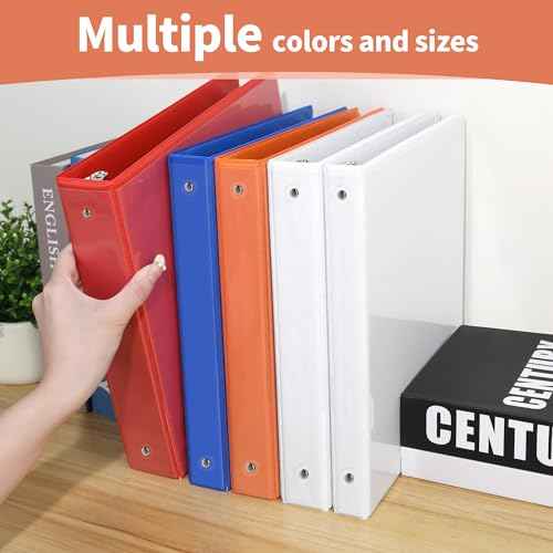 SUNEE 1 Inch Binders 3 Ring 6 Pack, Clear View Three Ring Binders PVC-Free (Fit 8.5x11 Inches) for School Binder or Office Binder Supplies, Classic 6 Colors