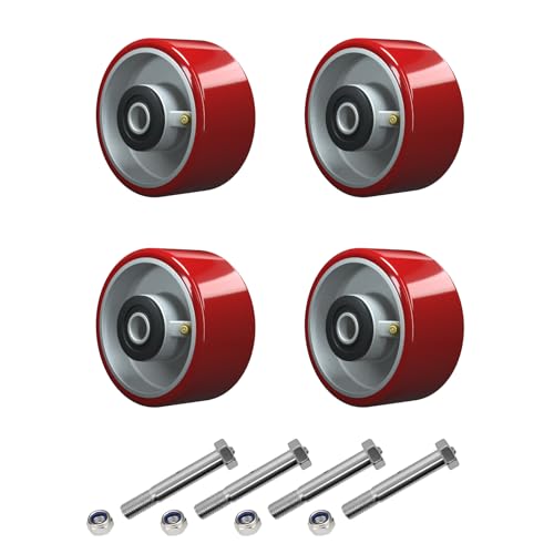 4 inch Caster Wheels Heavy Duty, Polyurethane on Steel Wheel, 1/2" Bore - Set of 4 Replacement Caster Wheel with 3200 lbs Capacity (4 PACK)
