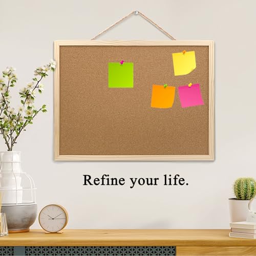2 Pack Cork Bulletin Boards 15.7x11.8 inches with Oak Frame for Office Home School