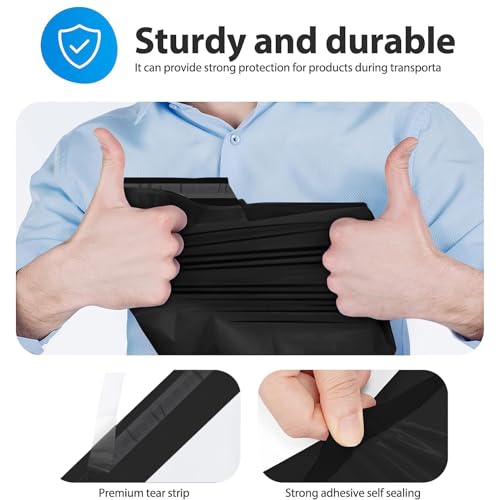 Fuxury Black Poly Mailers 12x15.5 Inches - 100 Pack Shipping Bags for Clothes