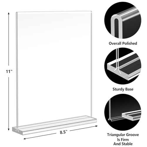 Acrylic Sign Holder 8.5 x 11, Double Sided Sign Holder Stand, Plastic 12 Pack Table Paper Stand, Vertical Menu Flyer Stand, T Shape Table Flyer Holder