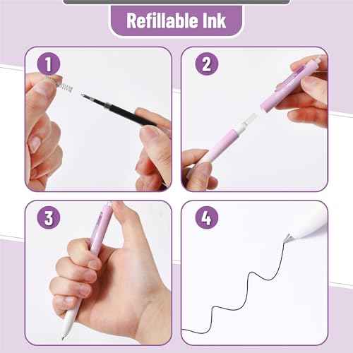 Mr. Pen Retractable Gel Pens, 8 Pack, Black Ink, Pastel Barrel, Fine Point 0.5mm, Retractable Pens, Cute Pens for Journaling