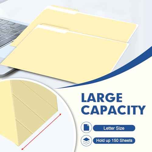 File Folder, PANDRI 270 Pack File Folder, 1/3 Cut Tab, Letter Size, Filing Folder for Office School Business, Manila