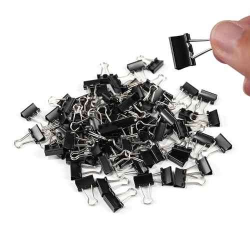 64Pcs Mini Binder Clips, 0.5 inch(13mm), Paper Clamps Micro Size for Office Supplies, Black