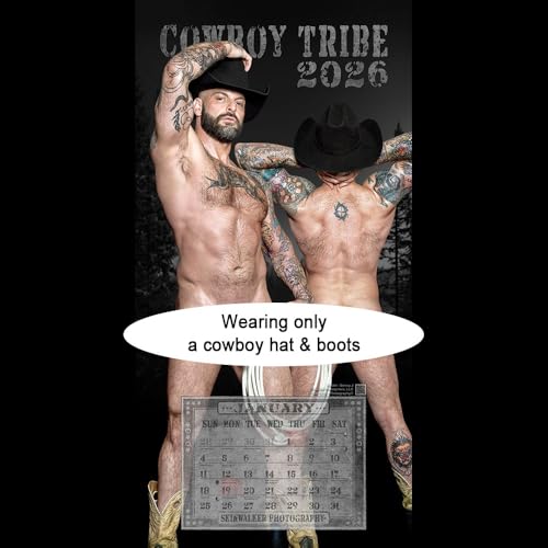 Cowboy Tribe 2026 - Naked Large Nude Wall Calendar - Opens to 1 ft x 2 ft - SkinWalker Photography¢ç