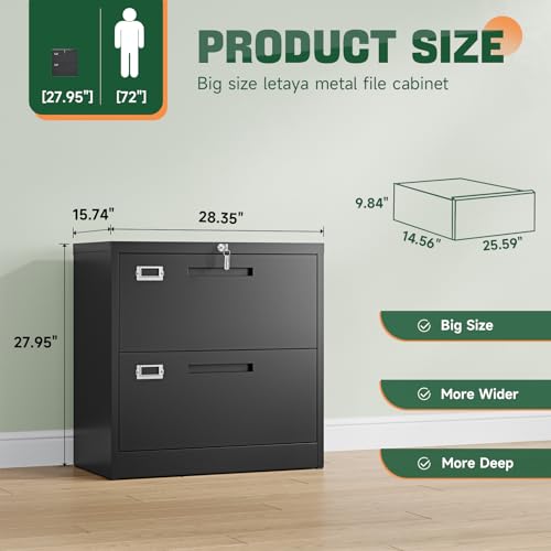 Letaya 2 Drawer File Cabinet with Lock,Metal Lateral Filing for Home
