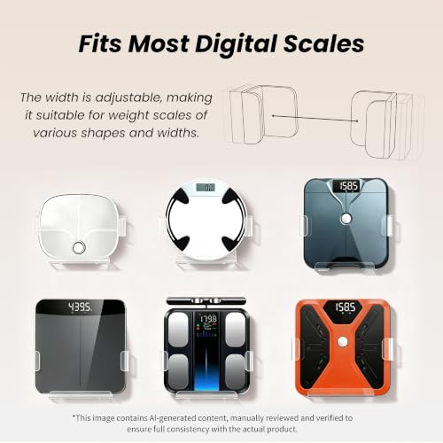 ELETIUO Clear Wall-Mounted Digital & Body Fat Scale Holder, Space-Saving Bathroom & Gym Organizer